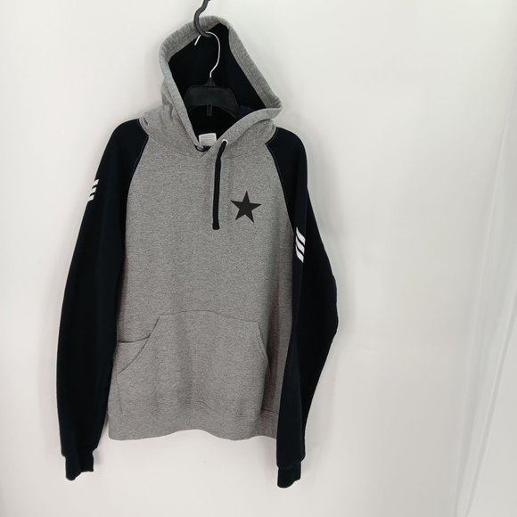 WOMENS BLACK/GRAY MEDIUM STAR PRINT PULLOVER HOODIE - Picture 12 of 16